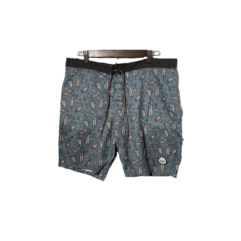 KATIN Board Shorts Mens Blue Paisley Swim Trunks Drawstring Beach Summer Sz 32